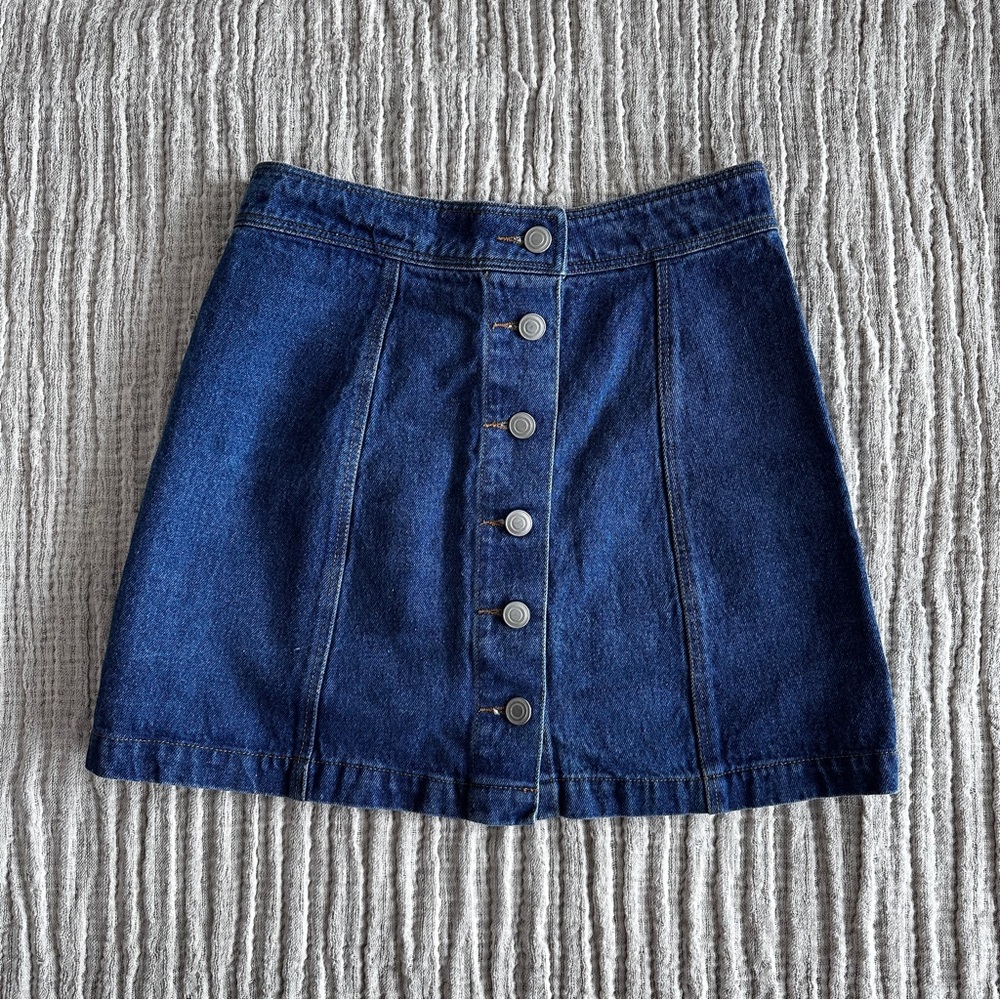 Denim Button-Front Skirt